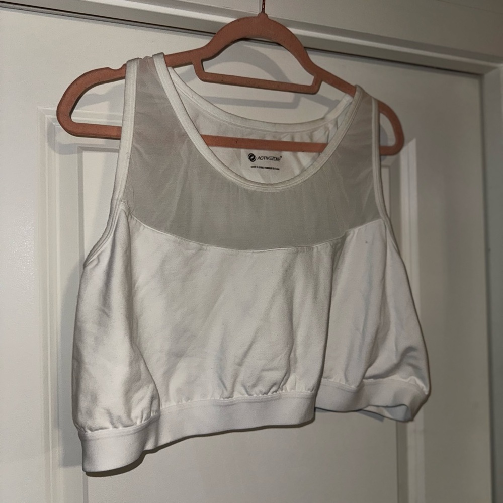 Active USA White Mesh Crop Top